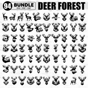 94 Forest Deer Bundle Svg Files Ornaments | Deer Svg, Deer Cut Files | Deer Silhouette | Deer Hunting Svg | Deer Head Svg | Deer Clipart