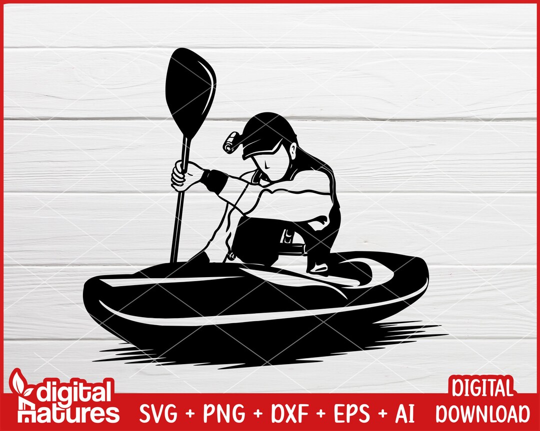 Kayak Fishing Clipart 04 Kayaking Svg Canoe Svg Boat Svg Etsy