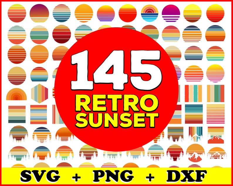Download Bundle Retro Sunset Svg Vintage Svg Retro Sunset Clipart Etsy