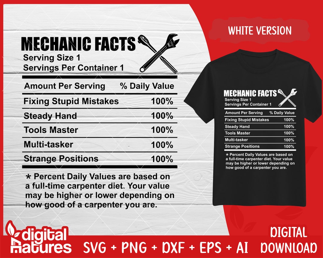 Mechanic Facts Svg Files Car Mechanic Svg Tools Svg Wrench Etsy