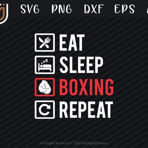 Eat Sleep Boxing Svg - Boxing Clipart, Sports Svg, Png, CUt File for Sports Lovers