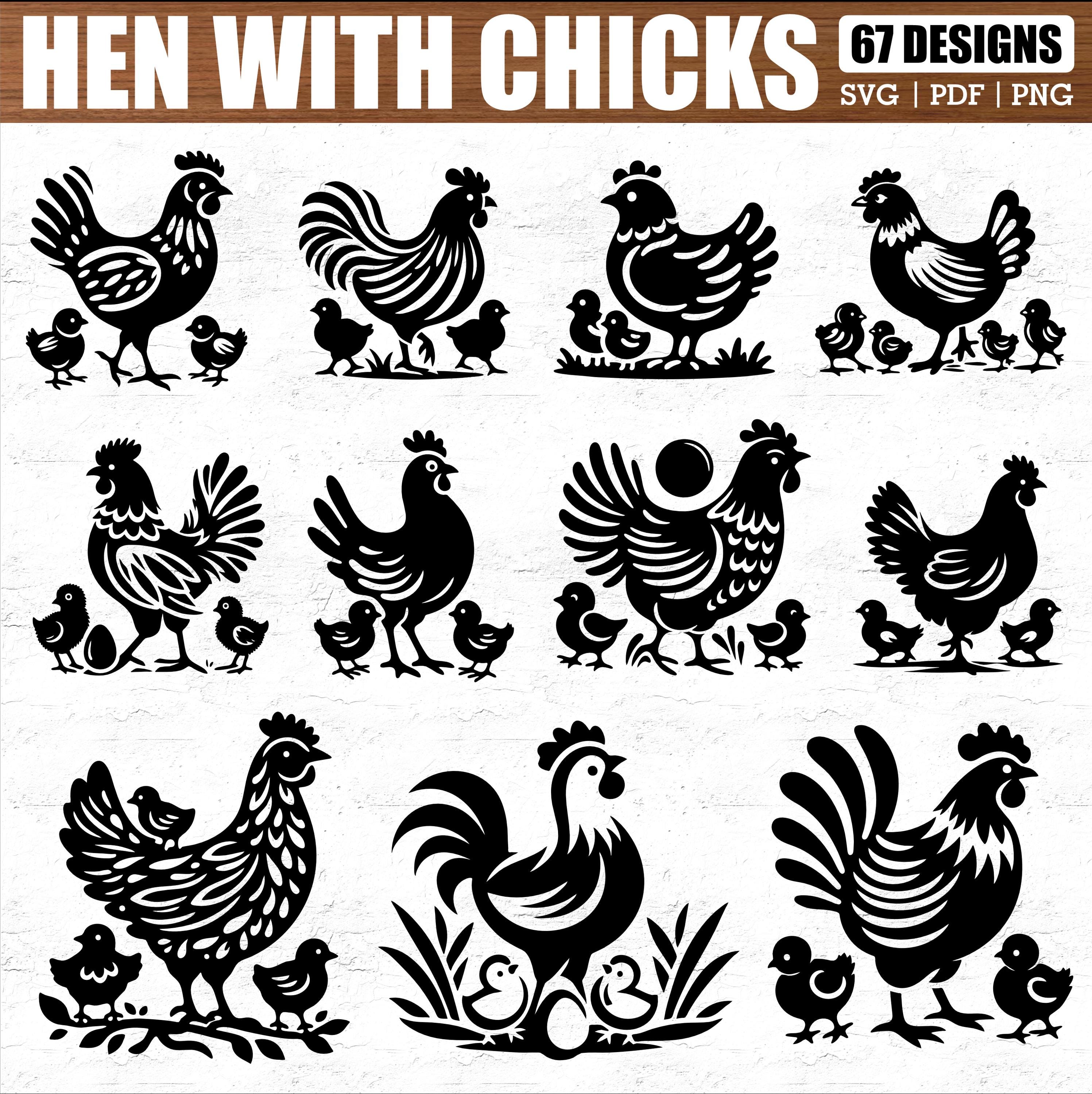 67 Hen With Chicks SVG Bundle, Farm Chicken Clipart Set, Mother Hen SVG ...