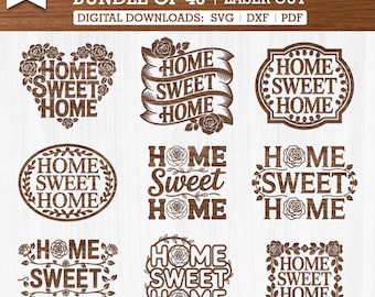 Home Sweet Home Laser Cut File Wall Decor - Svg Pdf Png Digital Download, CNC and Glowforge Cutting Design for Rustic Home Decoration