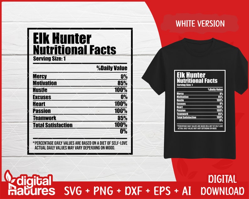 Elk Hunting SVG Nutrition Facts Elk Svg Archery Svg Deer Etsy