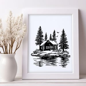 51 Cabin With Lake SVG PNG PDF Dxf Bundle for Cricut Silhouette Laser ...