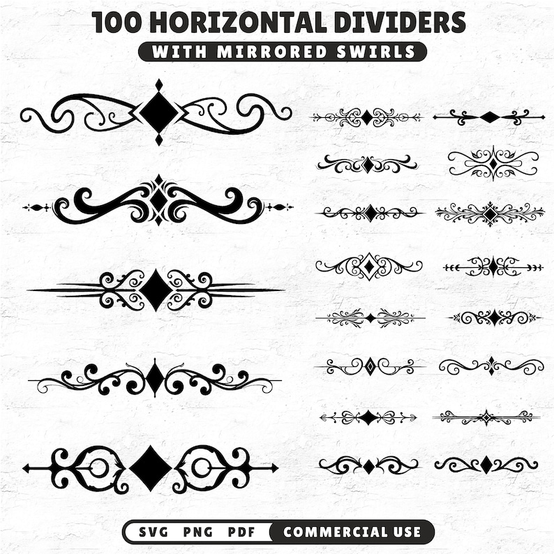 100 Horizontal Divider SVG Bundle | Elegant Line Borders for Cricut ...