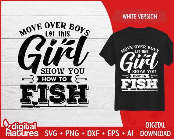 Funny Girl Fishing SVG Fishing Clipart, Fishing Cutfile, Fish SVG