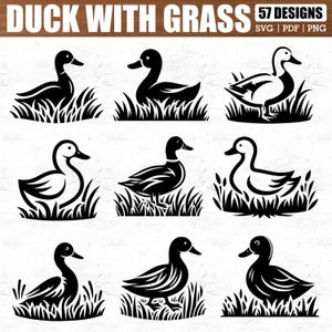 57 Duck SVG Bundle, Cute Duck Clipart Set, Duck Silhouette SVG Files, Farm Duck PNG Designs, Rustic Duck Cut Files for Cricut and Crafts