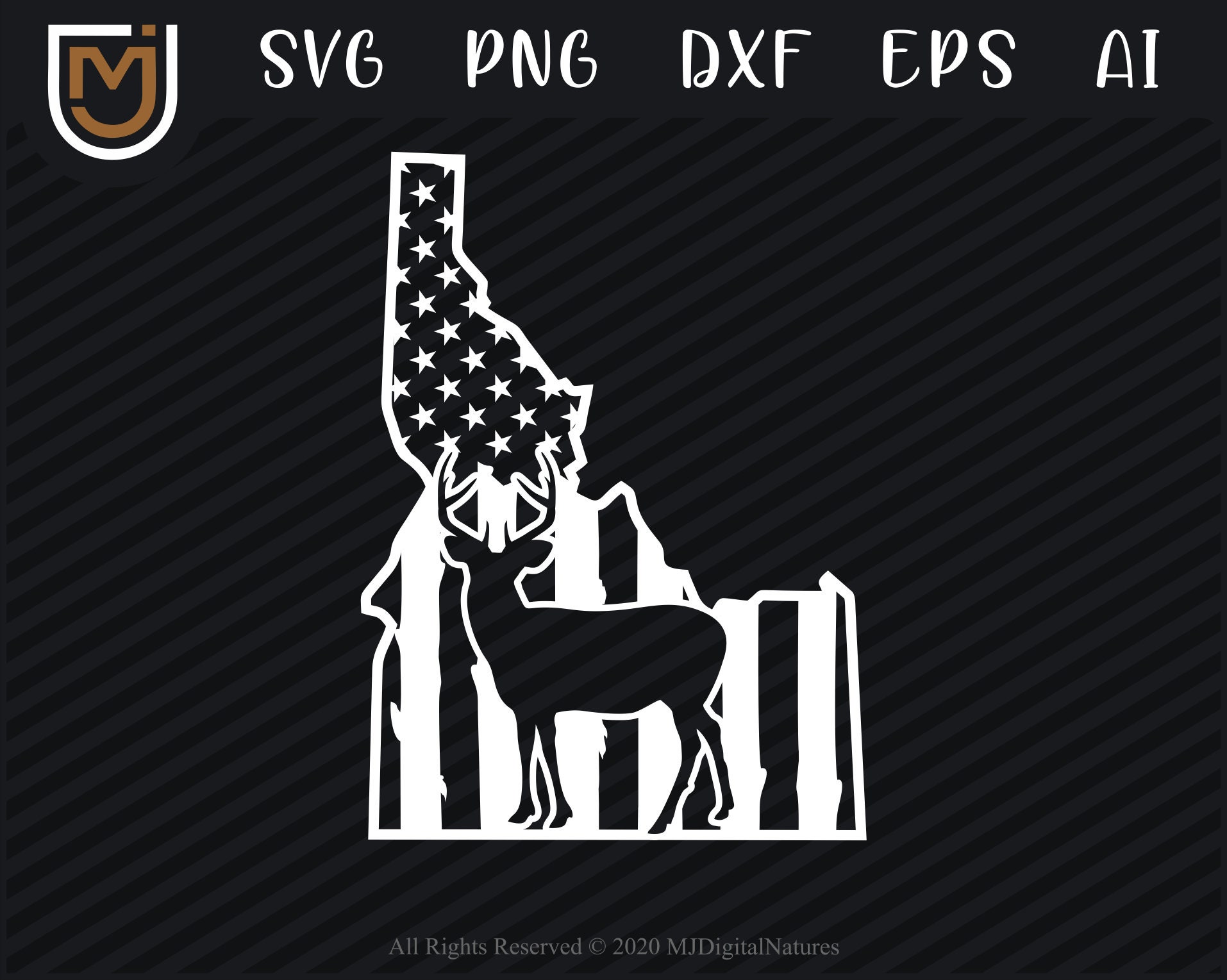 USA Flag Idaho Deer Elk Hunting SVG Deer Svg Archery Svg | Etsy
