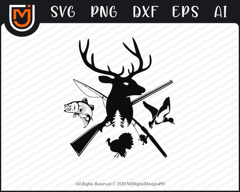 Download Hunting Fishing SVG Deer Elk Clipart Duck Clipart Turkey ...