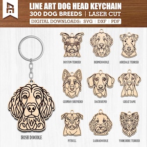 Zeer fijne tekeningen 300 rassen hond bundel Svg Pdf Dxf - hond ornamenten, hond lasergesneden, Glowforge Svg, meerlaagse hond, CNC, gesneden bestanden, digitale download