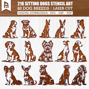 207 Dog Breeds Laser Cut SVG Bundle with Standing Dog Stencils for Engraving, CNC Projects, Wood Cutting and Glowforge Crafts
