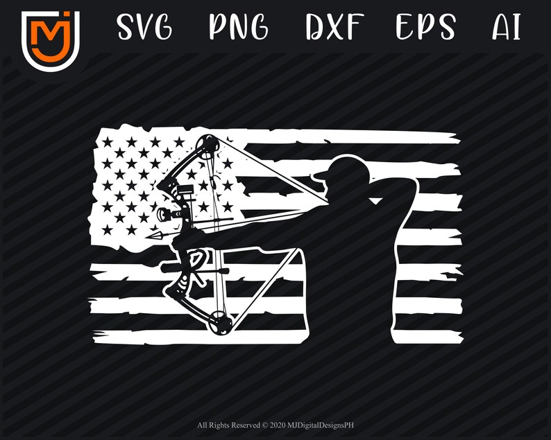 Download Cool USA Flag Archery Svg American Flag Bow Hunting SVG | Etsy