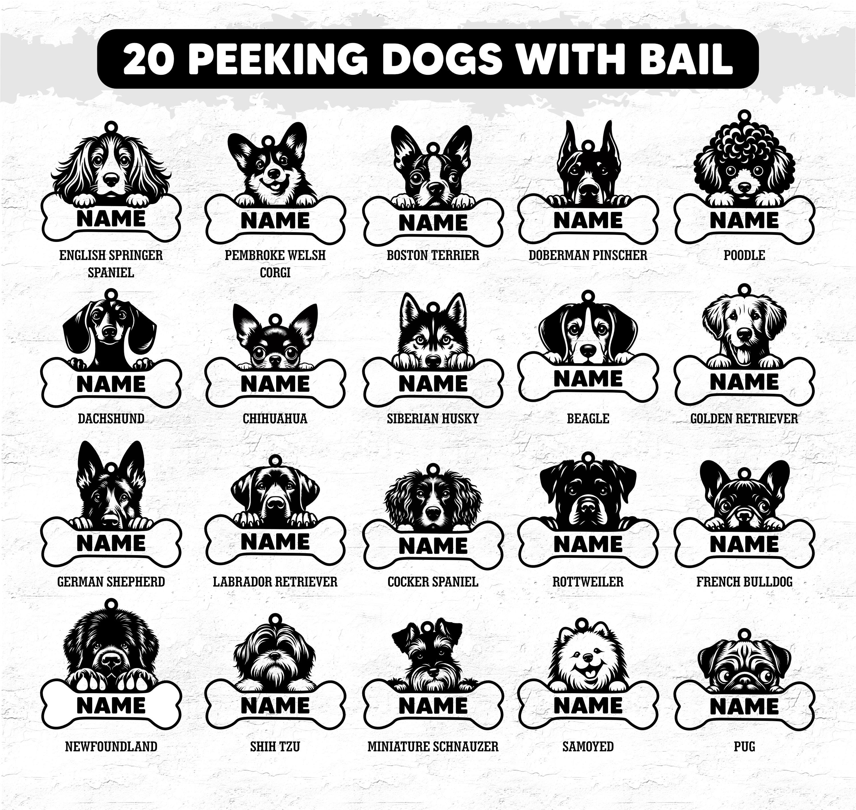 20 Customizable Peeking Dog Breeds Svg Dxf Png Pdf Bundle for Cricut ...