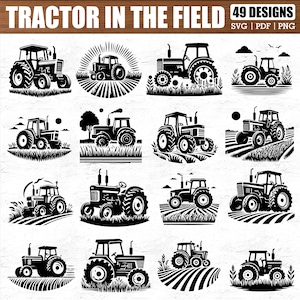 49 Tractor SVG Bundle for Cricut Crafts, Farm Tractor Cut Files in SVG Png Pdf for Kids Room Decor, Farm Signs and DIY Country Projects
