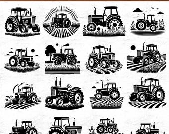 49 Tractor SVG Bundle for Cricut Crafts, Farm Tractor Cut Files in SVG Png Pdf for Kids Room Decor, Farm Signs and DIY Country Projects