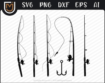 Bundle Fishing Rod SVG - Fishing Rod Clipart, Fishing SVG, Fisherman Svg, Fish Svg, Fishing Clipart for Fish Lovers