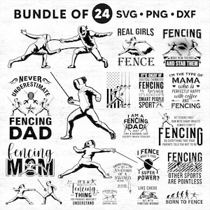 24 Bundle of fencing svg files - fence sport svg, sports svg, fencer svg, fencing clipart, fencing png, instant download