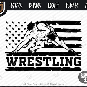 Wrestling SVG File USA Flag - Sports Svg, Wrestler Svg, Cut File, Silhouette, Clipart, PNG for Wrestling Lovers