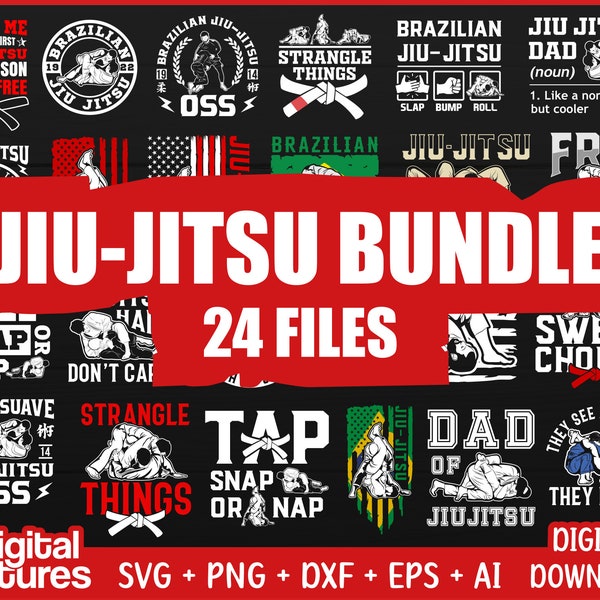 24 Files Bundle Jiu Jitsu svg files - Mma Svg, Karate Svg, Bjj SVG - Dxf - Png - Clipart - Cut File - Silhouette for Mma Lover