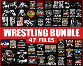 47 Files Wrestling Bundle Svg - Sports Svg, Wrestler Svg, Wrestle SVG, Cut File, Silhouette, Clipart, PNG Commercial License