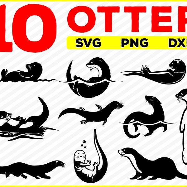 Cute Otters Bundle SVG - Otter SVG, Otter Clipart, Otter Cut File, Otter Vector for Sea Animal Lovers