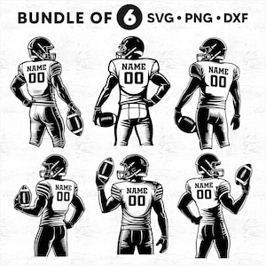 6 bundle of customize football svg, two football player svg, custom football png, football season, football bundle svg, football team svg