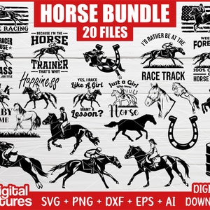 20 files bundle Horse Racing SVG - Race Track Horse SVG, Barrel Racing Svg for Horse Racers