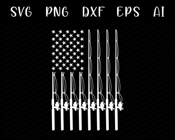 Cool American Flag Fishing SVG - Patriotic Fishing Clipart, Fishing Rod  SVG, Fisherman Svg for Fish Lovers