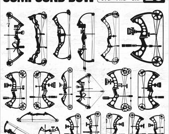 Bundle Compound Bow SVG - Hunting Clipart, Bow And Arrow SVG, Archery Svg, Bow Hunting Svg, Crossbow Svg, Deer Hunter Svg