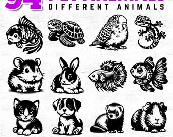 94 Baby Pet Animals Svg DXF PNG PDF Bundle for Cricut, Sublimation, Prints, and Laser Cut Crafts, Cute Animal Clipart for Kids Decor