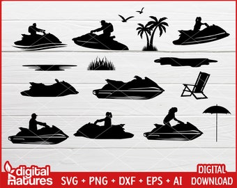 Paquete Jet Ski SVG - Beach Svg, Ocean Svg, Summer Svg, PNG, Clipart para los amantes de la playa