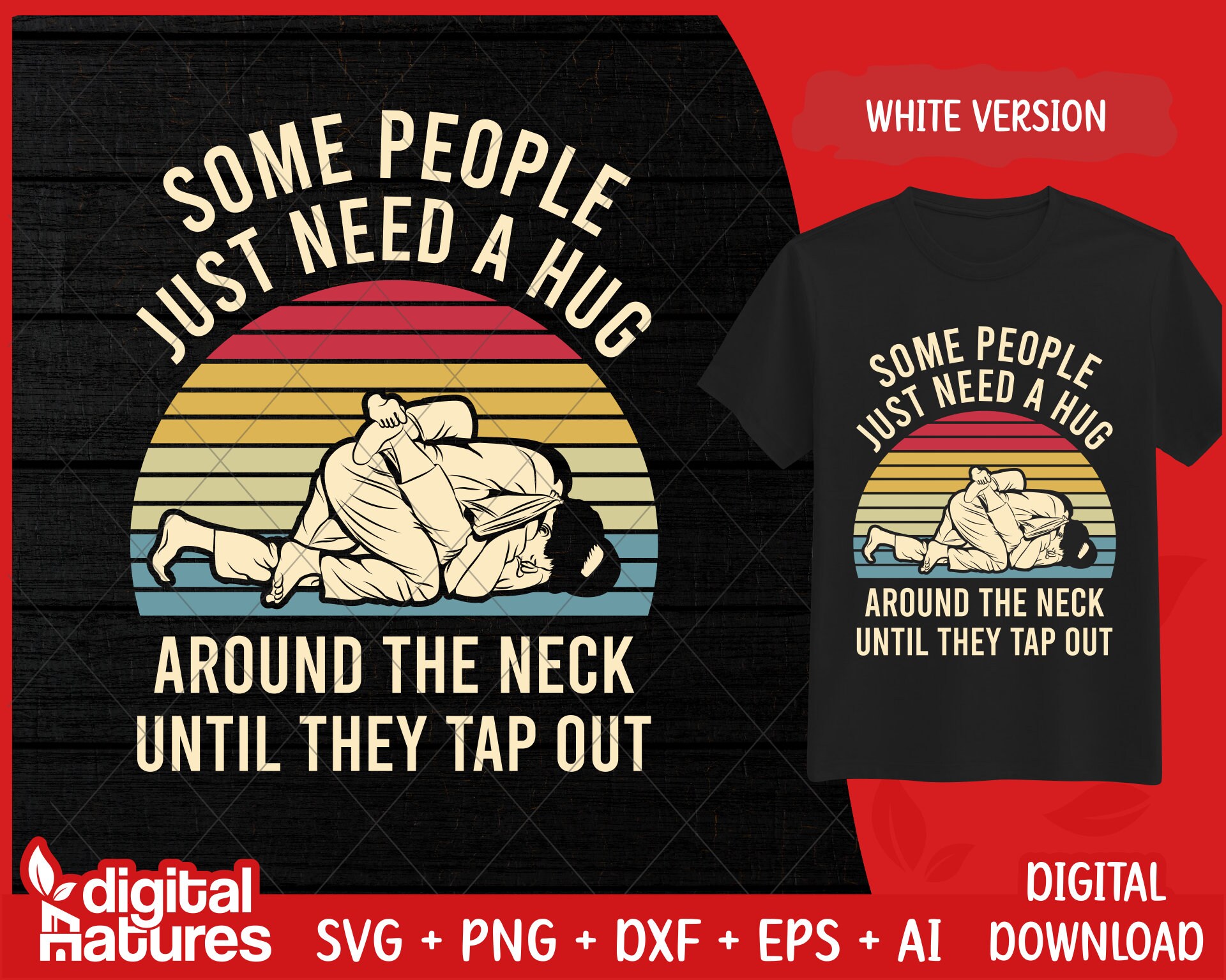 Jiu-Jitsu Svg Retro Some People  - Mma Svg, Karate Svg, Bjj SVG - Dxf - Png - Clipart - Cut File - Silhouette for Mma Lover