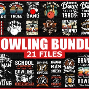 21 Files Bundle Bowling SVG File - Bowler Svg, Bowling Pin Svg, Sports Svg, Clipart, Silhouette, Cut File for Bowler