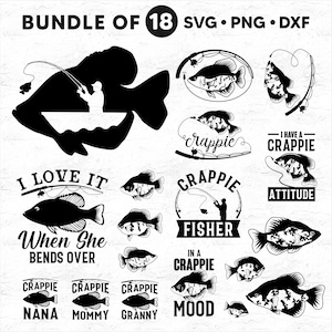 18 Bundle of Crappie SVG - Fish Svg, Fishing Clipart, Crappie Clipart, Fisherman Svg for Fish Lovers