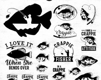 18 Bundle of Crappie SVG - Fish Svg, Fishing Clipart, Crappie Clipart, Fisherman Svg for Fish Lovers