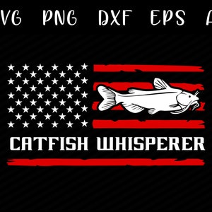 USA Flag Catfish SVG Patriotic - American Flag Fishing SVG, Fishing Clipart, Fishing Cut File for Fisherman