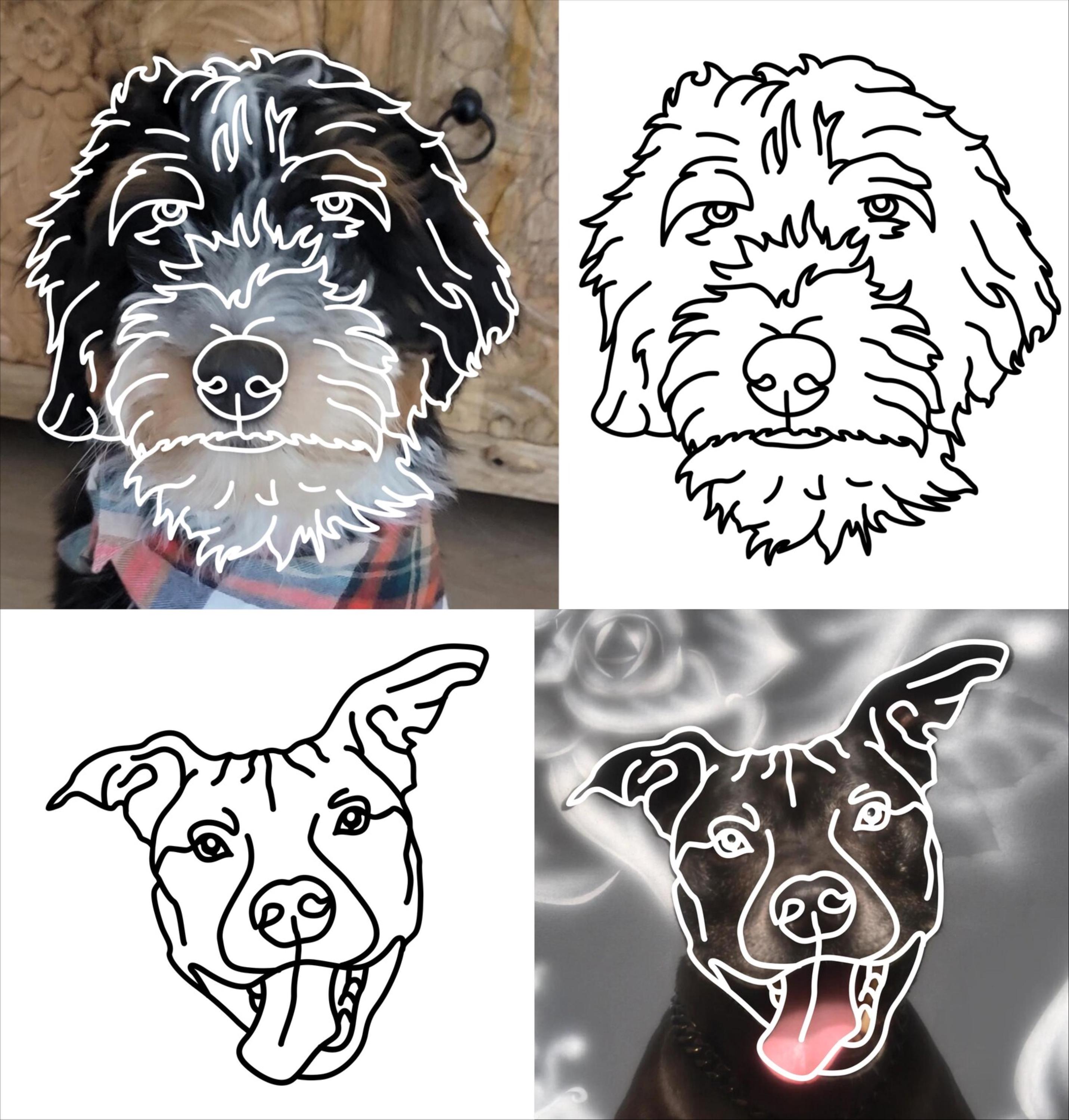 Custom Pet Outline Drawing Digital Download, Dog or Cat Outline, Pet ...