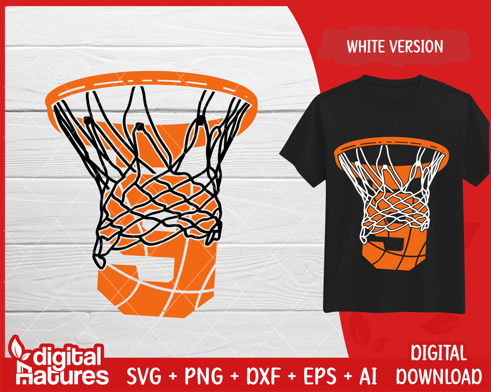 Basketball SVG Files Number 9 Basketball PNG Sports SVG Etsy