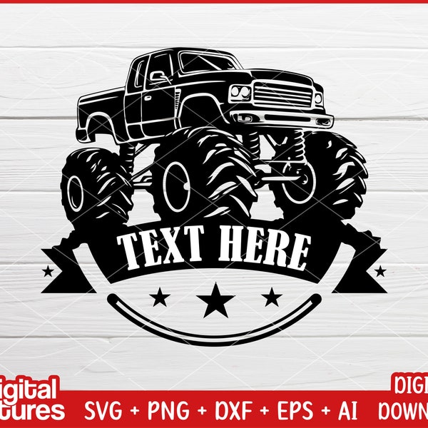 Monster Truck SVG Custom Text #09 - Monstertruck svg, monstertruck clipart, off road svg, big truck svg for racer