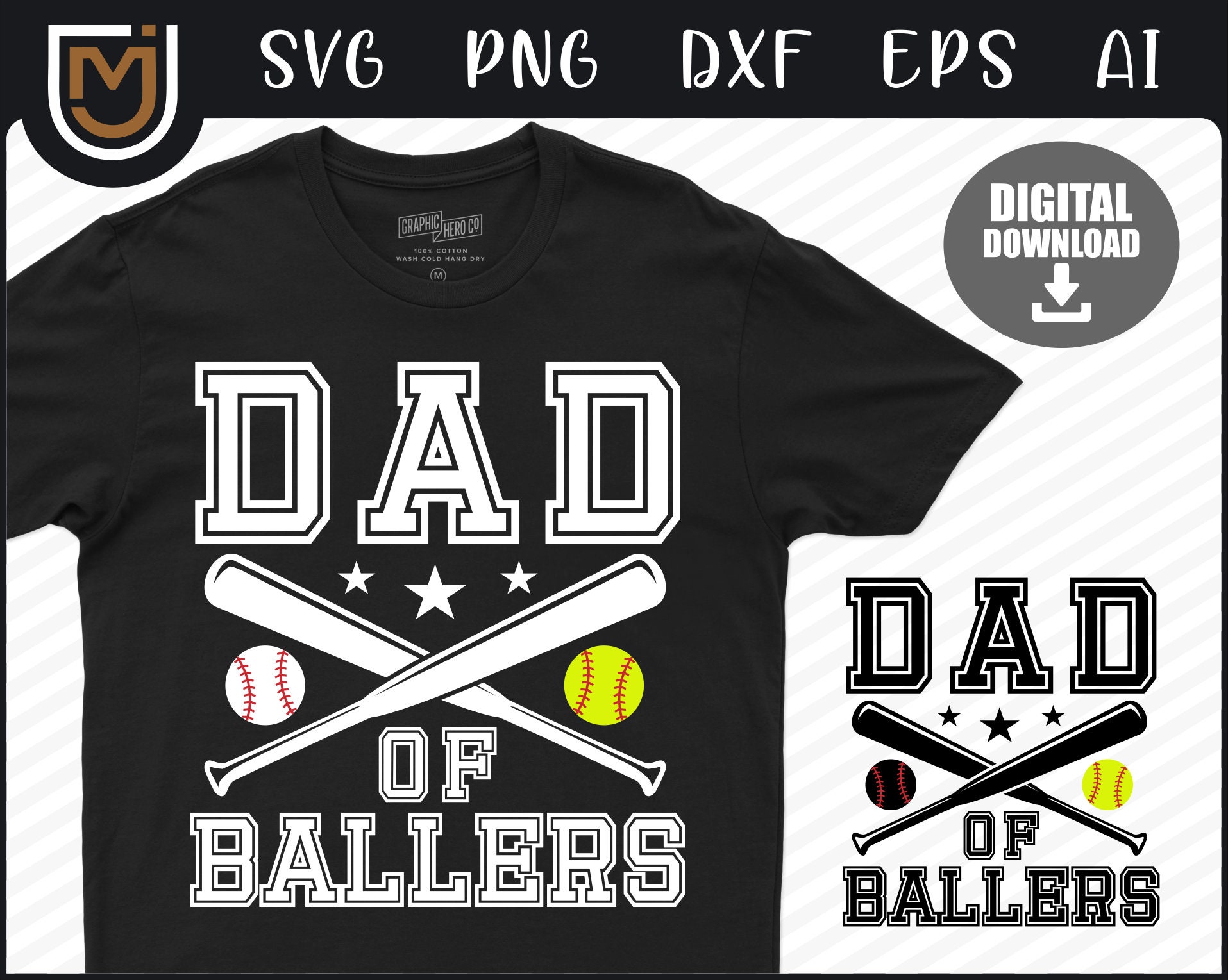Dad of Ballers Baseball Softball SVG Baseball Cut File Etsy Australia