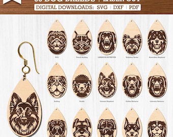 60 Dog Breeds Mandala SVG Bundle for Laser Cut, Intricate Dog Head Line Art Files, DXF PDF Mandala Dog Faces for Cricut and Glowforge