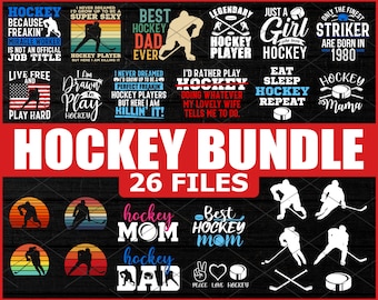 26 Files Bundle Hockey Svg -  Ice Hockey Svg, Hockey Clipart, Hockey Cut, PNG, Vector File for Hockey Lovers