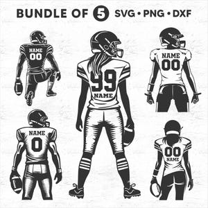 5 bundle of football svg custom, football player svg, custom football png, football svg, football png, football mom svg, instant download