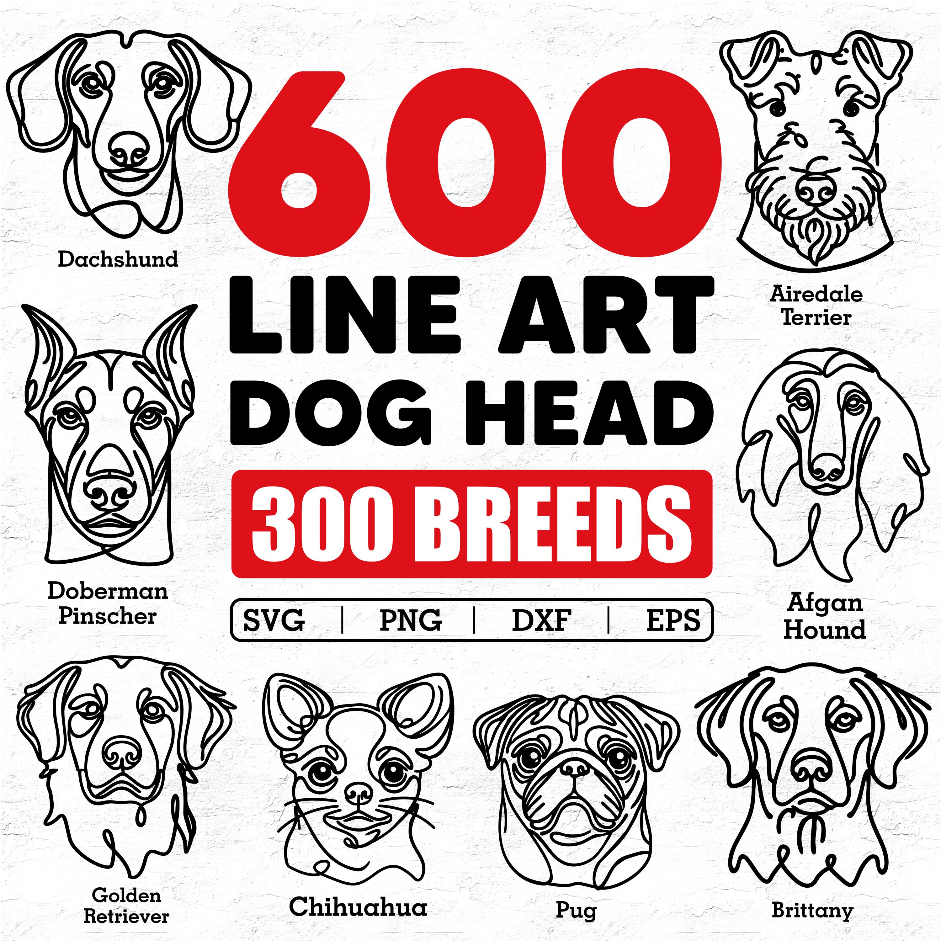 600 Line Art Dogs 300 Breeds Dog Bundle svg files - Dog , dog png, dog mom svg, Dog silhouette, Dog  clipart, Pet Svg