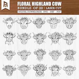 Line Art 20 Floral Highland Cow Head Svg Pdf Dxf Laser Cut -  Layer cow mandala svg, Glowforge Svg, Multi Layer Cow Svg, Cnc, Cut Files