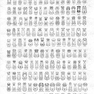 200 Breeds Sitting Dog Line Art SVG Bundle, Dog Cricut Files, Puppy Outline Clipart, Pet Lover Digital Cut File, Laser Cut Dog Sketch Art image 2