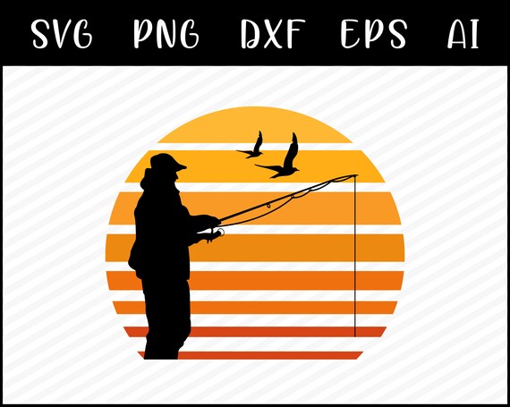 Download Retro Sunset Fishing Svg Fishing Clipart Bass Fishing Svg Etsy