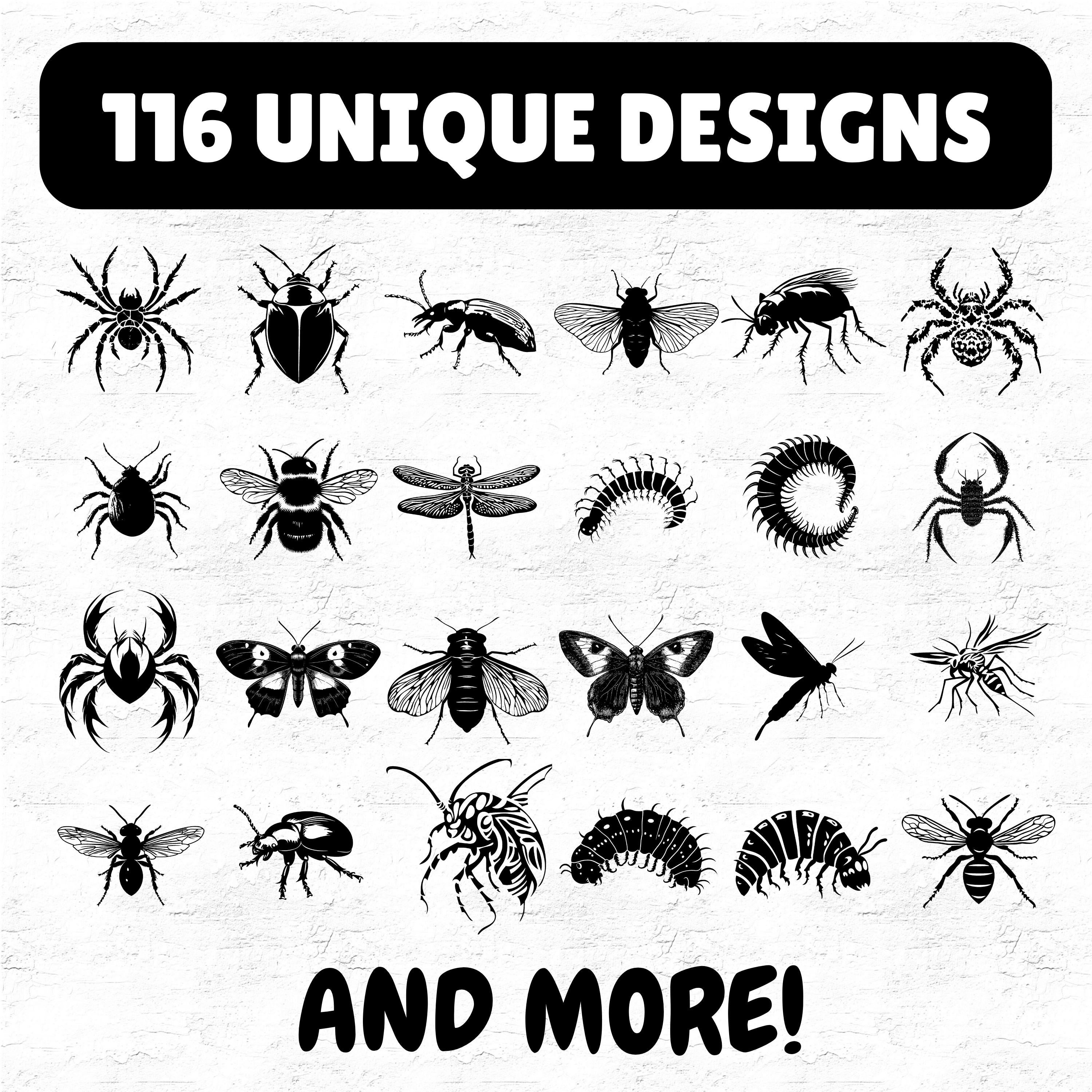 Insect Dxf 116 Insect and Bug SVG DXF PDF Bundle for Cricut Crafts, Creepy Crawly ...