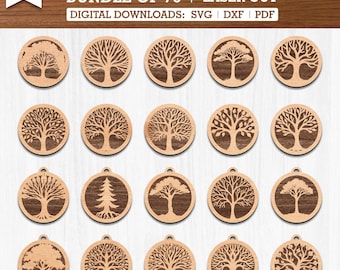 70 Tree Laser Cut Files, Tree of Life SVG Bundle, Vector Designs for Wood Laser Cutting, Glowforge, Cricut, Laser Cut Patterns, Svg Dxf Pdf